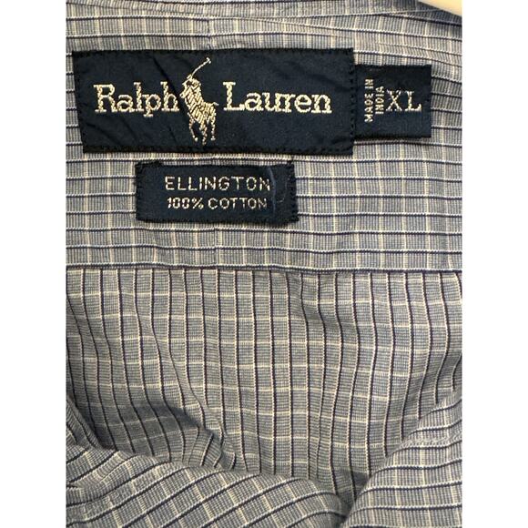 Ralph Lauren Ellington Oxford Blue Micro Plaid Sz XL preppy Academia Old Money - Picture 3 of 8